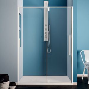 Klapdeur lacus murano tweedelig helder glas 120x200 cm aluminium profiel wit
