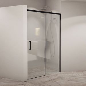 Bws nisdeur linea met vast paneel 120x200 cm 8 mm soft close nano glas zwart