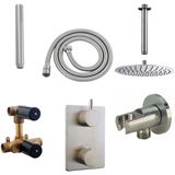 Thermostatisch Inbouwdoucheset Aqua Splash Plafonduitloop Rond 20 cm Geborsteld RVS