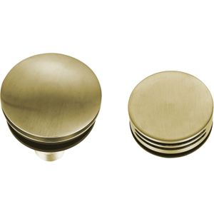 Badafvoerplug Set BWS tbv Badoverloopcombinatie Met Vulfunctie Rond Geborsteld Messing Goud