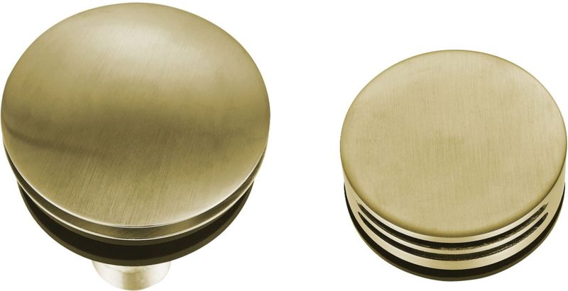 Badafvoerplug Set - Rond - Geborsteld Messing Goud - Voor Badoverloopcombinatie