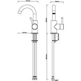 Bws wastafelmengkraan cemal opbouw draaibare uitloop rvs