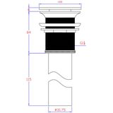 Clickwaste ideavit afvoerplug aansluiting 5/4 vlak solid surface chroom wit