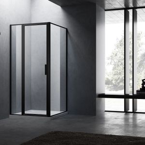 BWS Douchecabine Recta 120 cm Met Vast Paneel Nano Glas Mat Zwart Profiel (ALLE MATEN)
