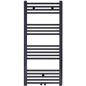 Designradiator BWS Nile Gobi 120x50cm Geborsteld Mat Zwart midden/zij-aansluiting