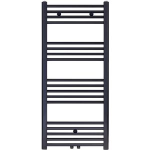 Designradiator bws nile gobi 120x50 cm geborsteld mat zwart midden/zij-aansluiting