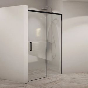 BWS Nisdeur Linea met Vast Paneel 98x200 cm 8 mm Soft Close NANO Glas Zwart