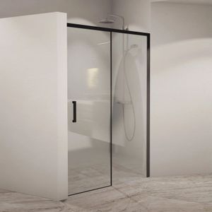 Bws nisdeur linea met vast paneel 128x200 cm 8 mm soft close nano glas zwart