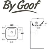 Waskom by goof mees design opbouw wastafel vierkant 42x42 cm mat grijs