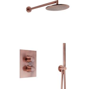 Regendoucheset inbouw salenzi giro s muur uitloop gegalvaniseerd geborsteld koper 30 cm op=op