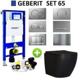 Geberit UP320 Mat Zwart Toiletset set65 Mudo Randloos met Sigma Drukplaat