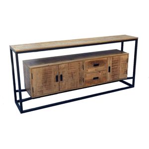 Onderkast bws mango wood lenvo 160x80x40 cm met mat zwart metaal