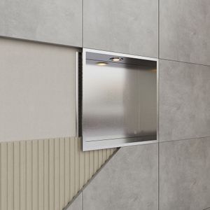 Boss & Wessing - Alfie - Inbouwnis - Geborsteld Staal - 30x30 cm