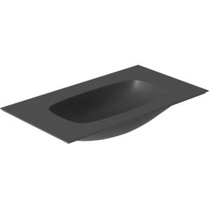 Wastafel salenzi nur 82x46 cm keramiek mat zwart zonder kraangat (incl. Bijpassende afvoerplug)