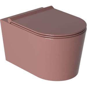 Wandcloset Civita - Glans Roze - Keramiek - Randloos