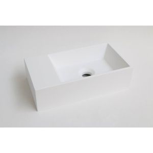 Ink fontein contra polystone rechthoek zonder kraangat links mat wit 40x22x10 cm
