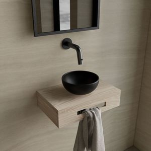 BWS - Hold - Fonteinset - Mat Zwart - Met Handoekhouder En Fonteinkraan Gunmetal