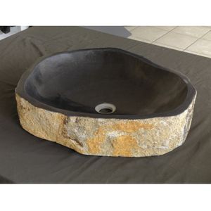 Waskom imso lavabo pilar stone lava steen 40x60x13 cm
