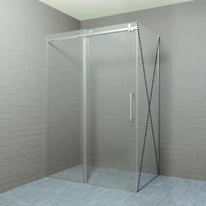 Douchedeur Boss & Wessing Rollo Schuifdeur 120x200 cm 8 mm Nano coating RVS Look