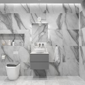 Badkamermeubelset Gliss Hermes 70 cm Beton Grijs Met Waskom