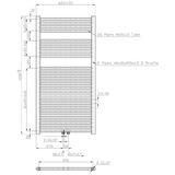 Radiator sanilux lydia 120x60 cm 773 watt midden-onder aansluiting mat zwart (incl. Bevestigingsset, blindstop en ontluchter)