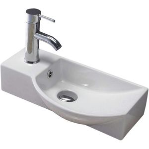 Fontein sanilux bee 40x22x10 cm met afvoer en kraan keramiek wit