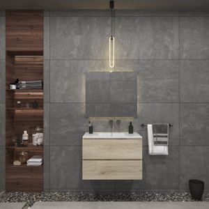 Badkamermeubelset Gliss Zeus 80 cm Licht Grijs Eiken