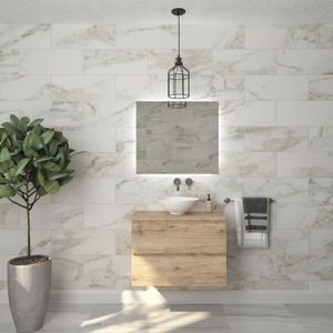 Badkamermeubelset Gliss Zeus 80 cm Moeras Eiken Met Waskom