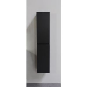 Badmeubelkast bws pepper hoge kast greeploos 2 deuren 145x30x30 cm mat zwart