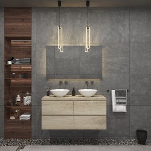 Badkamermeubelset gliss zeus 140 cm licht grijs eiken met waskom