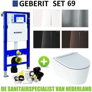 Geberit UP320 Toiletset set69 Geberit ONE Rimless Diepspoel Turboflush Wit met Sigma 70 drukplaat