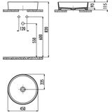 Waskom bws loop opbouw wastafel rond 45 cm mat zwart