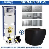 Geberit UP720 Toilsetset Compleet | Inbouwreservoir | Sigma 8 Mudo Rimless Mat Zwart | Met drukplaat | SET65