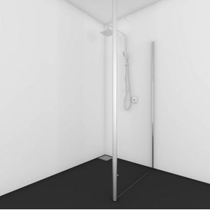 Inloopdouche van rijn st01 met rvs staander 50 mm 66x200 cm helder glas 8 mm