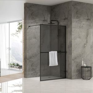Inloopdouche van rijn st04 met handdoekstang 120x200 cm 8 mm rookglas zwart