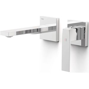 Wastafelmengkraan inbouw tres slim exclusive 2 delen rechte uitloop en hendel chroom