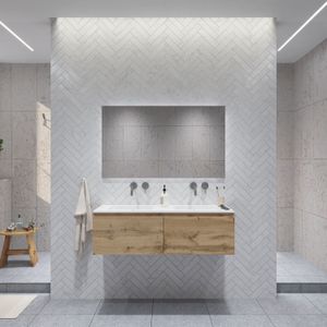 Badkamermeubelset Gliss Eros 120 cm Met Wastafel Rustiek Eiken