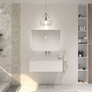 Badkamermeubelset Gliss Eros 100 cm Met Wastafel Mat Wit
