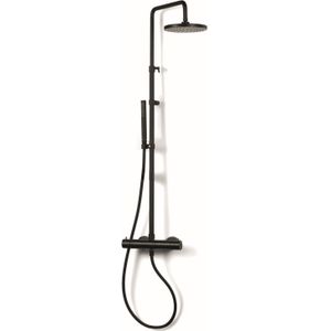 Regendoucheset Luxe Bongio Squadra Thermostatisch Opbouw met Handdouche Mat Zwart