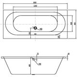 Boss & Wessing - Puerto - Ligbad Inbouw - Mat Wit - Acryl