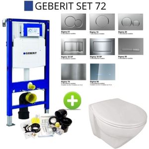 Geberit up320 set 72 sanindusa plus wandtoilet verhoogd rimless softclose met sigma drukplaat wit