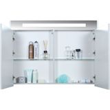 Spiegelkast bws salt 2 deuren met led 100x74 cm incl. Planchetten ice white