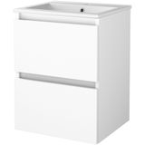 Badmeubelset bws salt 50x46 cm greeploos 2 lades met wastafel 1 kraangat ice white