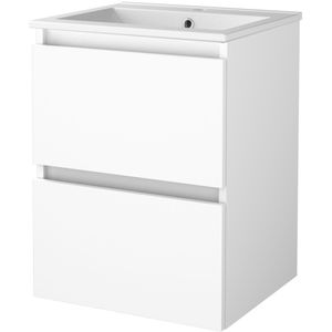 Badmeubelset bws salt 50x46 cm greeploos 2 lades met wastafel 1 kraangat ice white