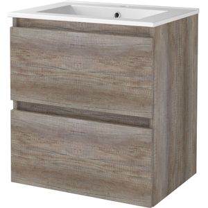 Badmeubelset Aquasplash Salt 60x46cm Greeploos 2 Lades Met Wastafel 1 Kraangat Scotch Oak Aquasplash