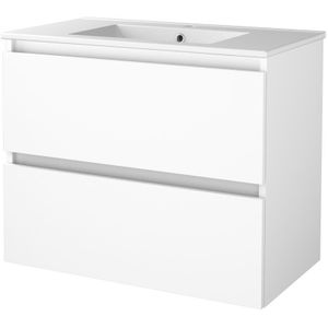 Badmeubelset Aquasplash Salt 80x46cm Greeploos 2 Lades Met Wastafel 1 Kraangat Ice White