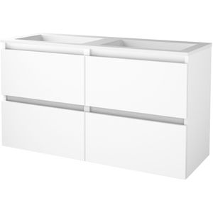 Badmeubelset bws salt 120x46 cm greeploos 4 lades met wastafel 2 kraangaten ice white