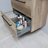 Badmeubelset bws salt 60x39 cm met grepen 2 lades met wastafel 1 kraangat scotch oak