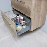 Badmeubelset bws salt 80x39 cm met grepen 2 lades met wastafel 1 kraangat scotch oak