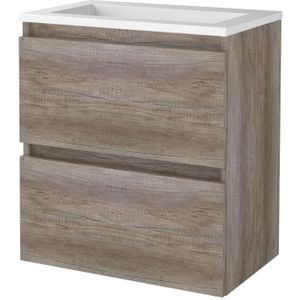 Badmeubelset Aquasplash Salt 60x39cm Greeploos 2 Lades Met Wastafel Acryl Scotch Oak Aquasplash